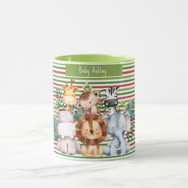 Caneca Relógio Redondo de Animais da Selva Safari com Nom (Centro)