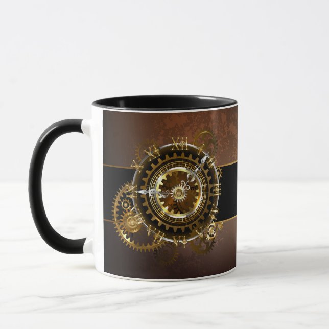 Caneca Relógio steampunk com engrenagens antigas (Esquerda)