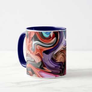 Caneca Remendo Mosaico Abstrato Colorido Groovy Fluido