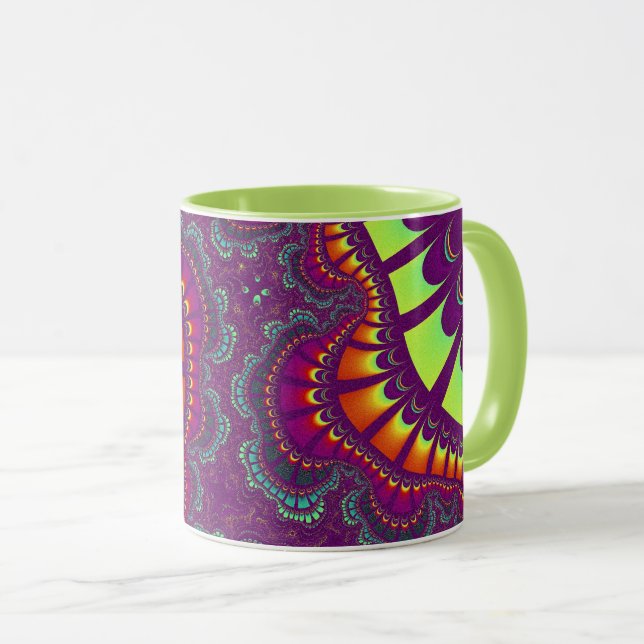Caneca Remix do arco-íris púrpura (Frente Esquerda)