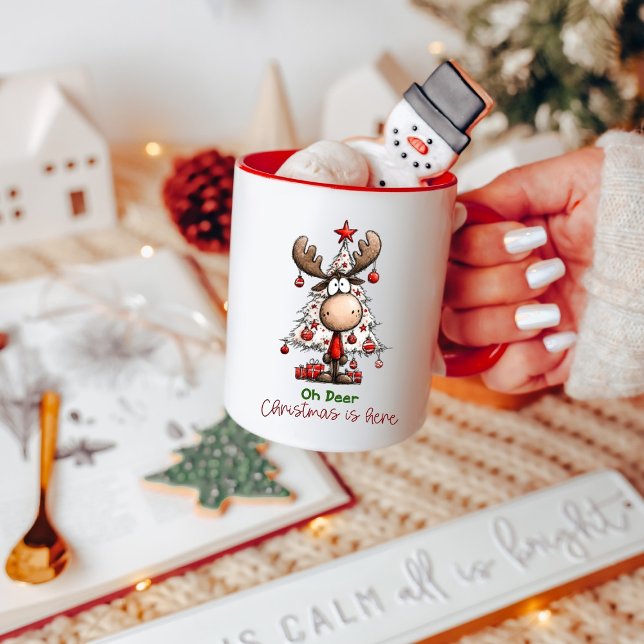 Caneca Rena Adorável “Oh Rena, O Natal Chegou”  (Criador carregado)