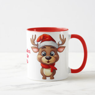 Caneca Rena Com Cachecol de Papai Noel Festa de Natal