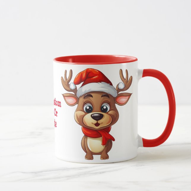 Caneca Rena Com Cachecol de Papai Noel Festa de Natal (Direita)
