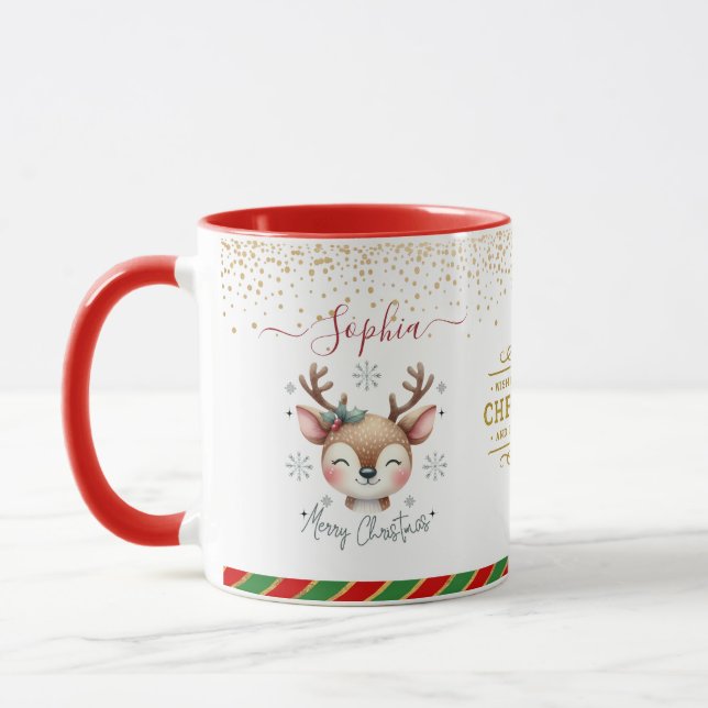 Caneca Rena de Natal Face Presentes de Férias (Esquerda)