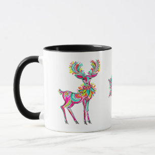 Caneca Rena de Natal Rosa Gay Estética Arco-Íris