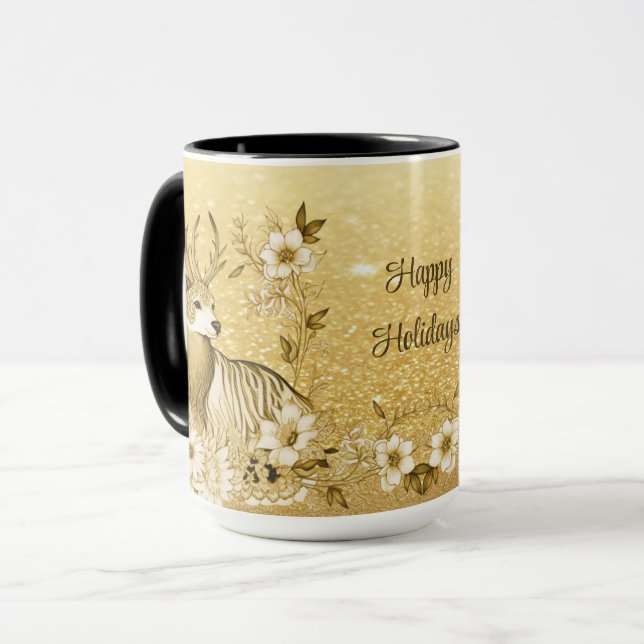 Caneca Rena Floral Dourada (Frente Esquerda)