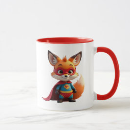 Caneca Renard super-héros masqué avec cape rouge.