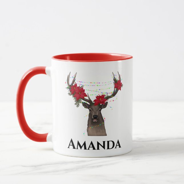 Caneca Renas personalizadas - luz de natal (Esquerda)