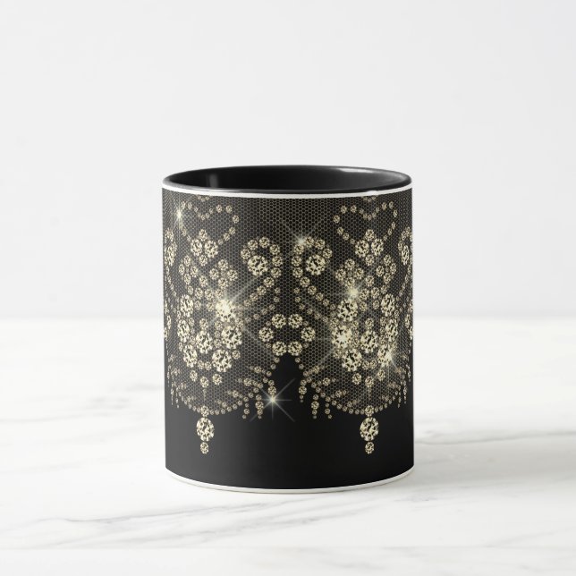 Caneca Renda preta dourada brilho de diamante visual sofi (Centro)