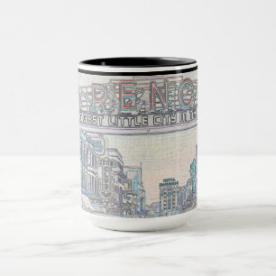 CANECA RENO NEVADA VINTAGEM ARTE DE ÁGUA COLORIDA