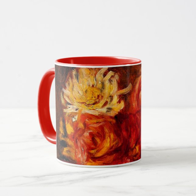 Caneca Renoir - Dahlias, pintura de arte, (Frente Esquerda)