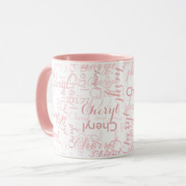 Caneca Repetição de Nomes Personalizados com Mug Rosa
