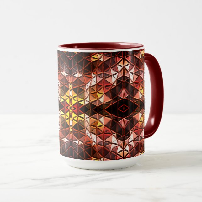 Caneca Repetido de triângulo vermelho que gera formas est (Frente Esquerda)