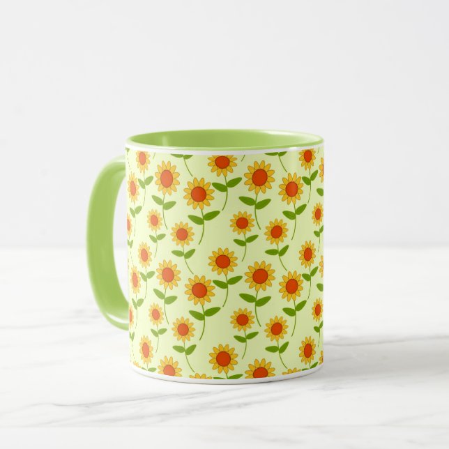 Caneca Repetir Padrão de Girassol (Frente Esquerda)