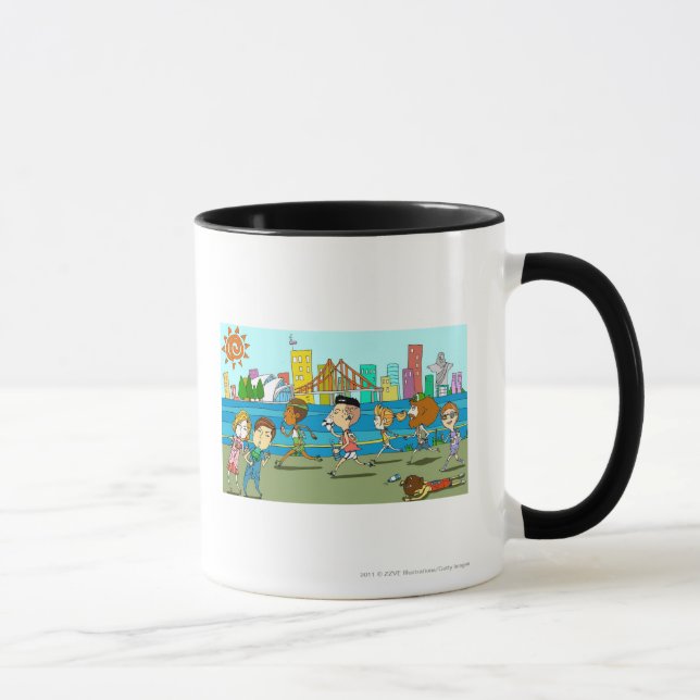 Caneca Repórteres da tevê com os microfones na raça dos (Direita)