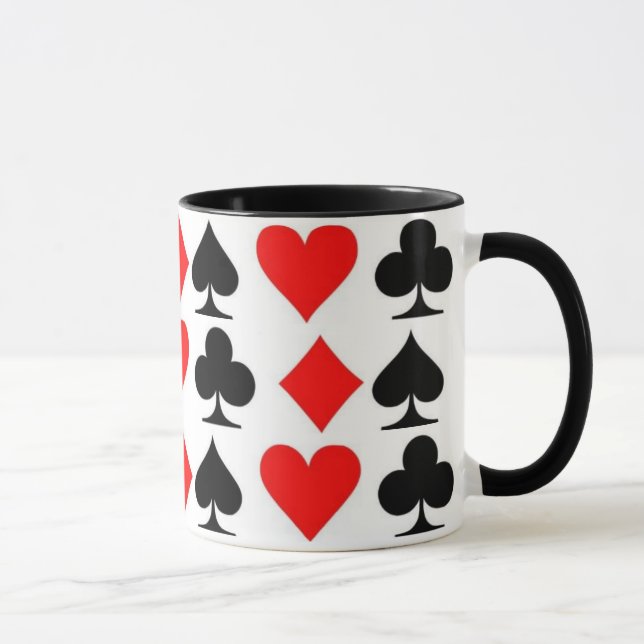 Caneca Reproduzindo Traços de Cartão (Clubs Hearts Spades (Direita)