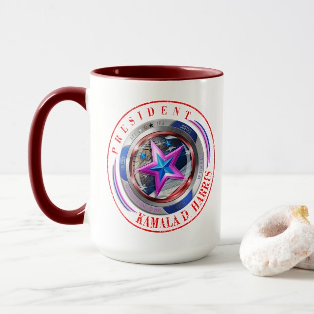 Caneca Republicano Harris-Walz Dual Stamp Medallion Mug (Com Donut)