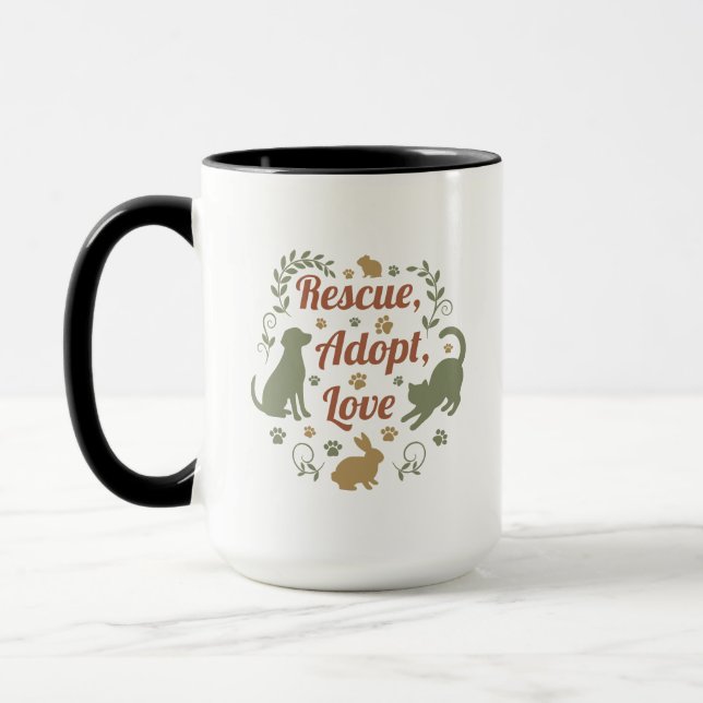 Caneca Rescue, Adopt, Love (Esquerda)