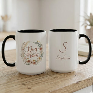 Caneca Resgate de Mãe de Cachorro Coroa Floral Boho Impre