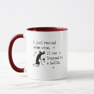 Caneca Resgatou uma citação engraçada de vinho com gato p