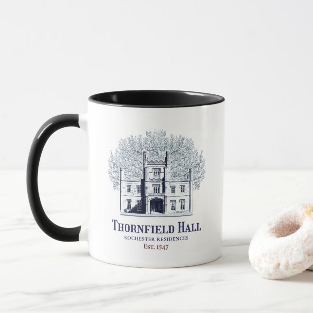 Caneca Residências de Jane Eyre Thornfield Hall Rochester (Com Donut)