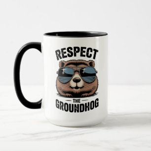 Caneca Respeite o Groundhog Dia do Groundhog Divertido