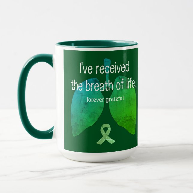 Caneca Respiração da vida Transplante pulmonar Café Perso (Esquerda)