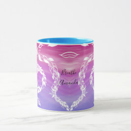 Caneca Respire o design de folha de Abstrato em fundo ros