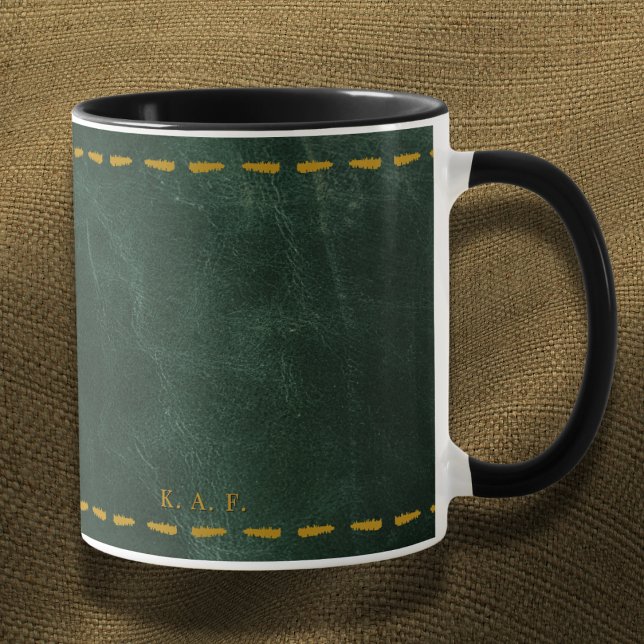 Caneca Restaurador Verde Floresta Costurado em Couro (Criador carregado)