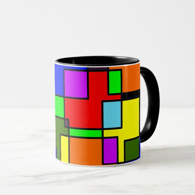 Caneca Retângulos de interseção coloridos (Frente Esquerda)