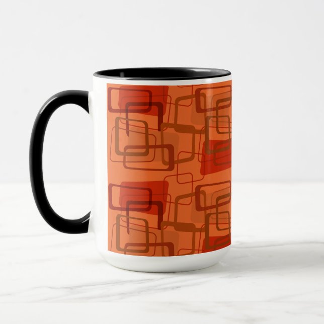 Caneca Retângulos Gráficos Laranja Modernos do meio sécul (Esquerda)