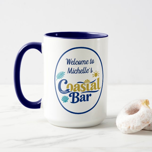 Caneca Retiro Azure do Bar Costeiro Personalizado Elegant (Com Donut)