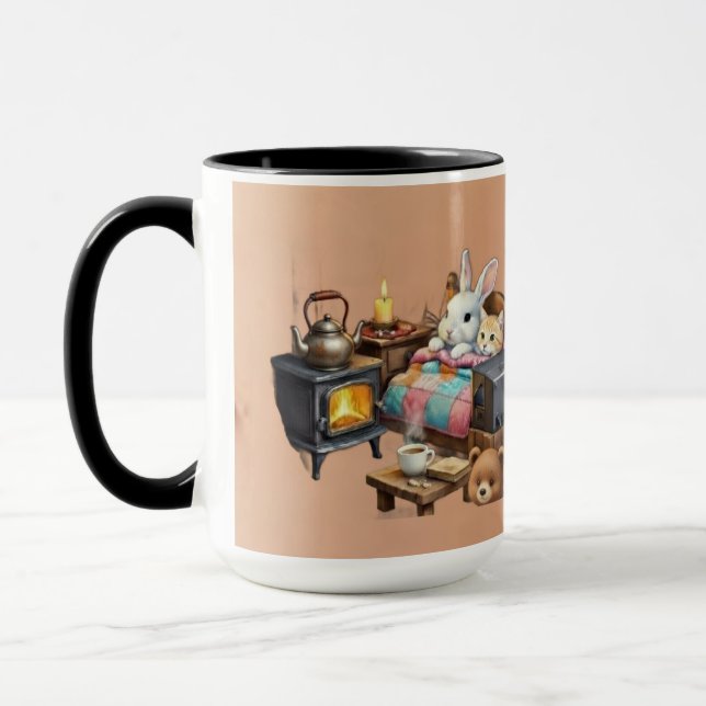Caneca "Retiro Rústico: Café de Animais em Estilo Pintado (Esquerda)