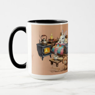 Caneca "Retiro Rústico: Café de Animais em Estilo Pintado