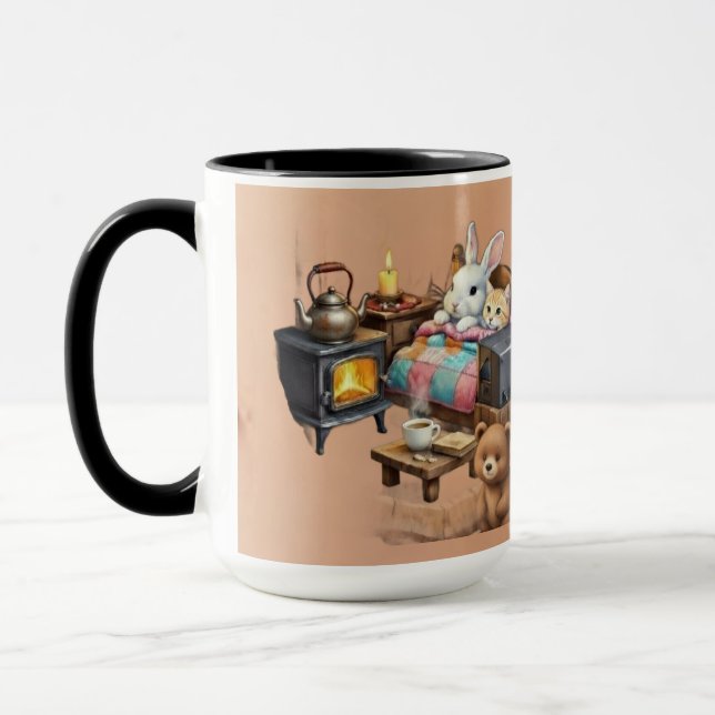 Caneca "Retiro Rústico: Café de Animais em Estilo Pintado (Esquerda)