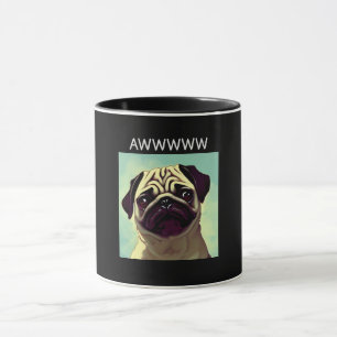 Caneca Retrato Cute Awww Cutest Pug Ever MugShot