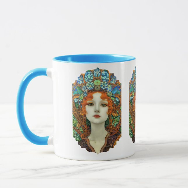 Caneca Retrato da Bela Mulher em Estilo de Vidro Estido (Esquerda)