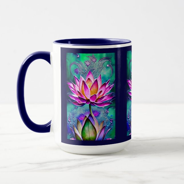 Caneca Retrato da Flor de Lotus Cor-de-rosa impressionant (Esquerda)