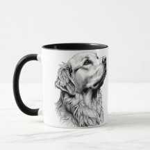 Retrato de Arte de Linha Fina de Golden Retriever 