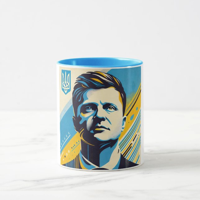 Caneca Retrato de Arte Pop da Zelenskyy Mug (Centro)