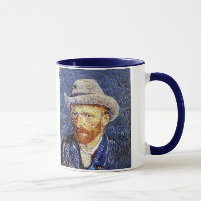 Caneca Retrato de auto com o chapéu de feltro cinzento, (Direita)
