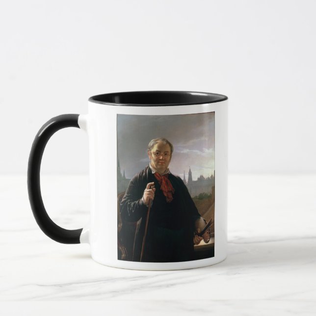 Caneca Retrato de auto contra a janela (Esquerda)