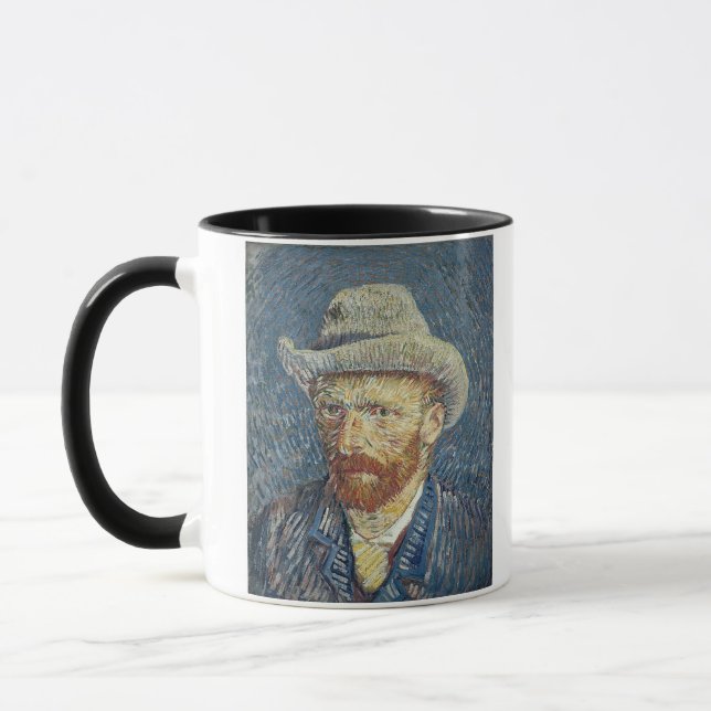 Caneca Retrato de auto de Vincent van Gogh | com chapéu (Esquerda)
