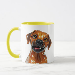 Caneca Retrato de Cachorro Cerâmica Brilhante Cachorrinho