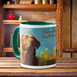 Caneca Retrato de Cachorro de Retriever Bay Chesapeake