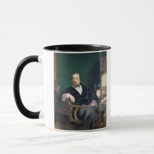 Caneca Retrato de Charles Dickens (óleo em canvas)