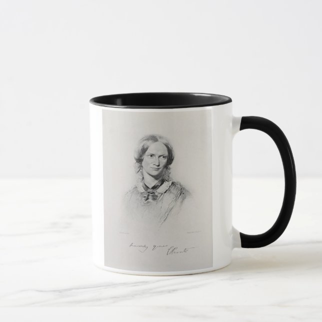 Caneca Retrato de Charlotte Bronte, gravado pelo (Direita)