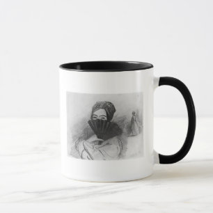 Caneca Retrato de George Sand atrás de seu fã