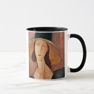 Caneca Retrato de Jeanne Hebuterne em um grande chapéu