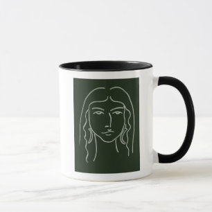 Caneca Retrato de malaquite com cabelo longo